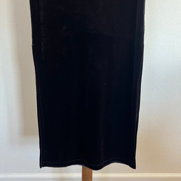 Exit of California Women's Size S Stretch Black Velvet Side Slit Maxi Skirt - Picture 7 of 9